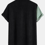 Short Sleeve Two-Tone Corduroy Shirt & Corduroy Shorts Set