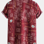 Tribal Geometric Print Henry Collar Shirt