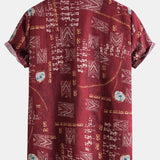 Tribal Geometric Print Henry Collar Shirt