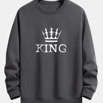 King Crown Print Relax Fit Crew Neck Sweatshirt & Jogging Pants Set