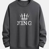 King Crown Print Relax Fit Crew Neck Sweatshirt & Jogging Pants Set