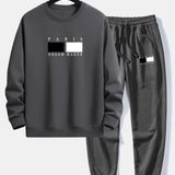 Paris Dream Maker Print Crew Neck Sweatshirt & Jogging Pants Set