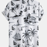 Island Sailing Print Button Up Shirt