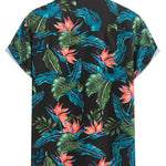 Tropical Plants Print Shirt & Drawstring Swim Shorts Set
