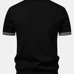 Contrast Trim Twisted Jacquard Knit Polo & Tapered Trousers Set