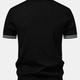 Contrast Trim Twisted Jacquard Knit Polo & Tapered Trousers Set