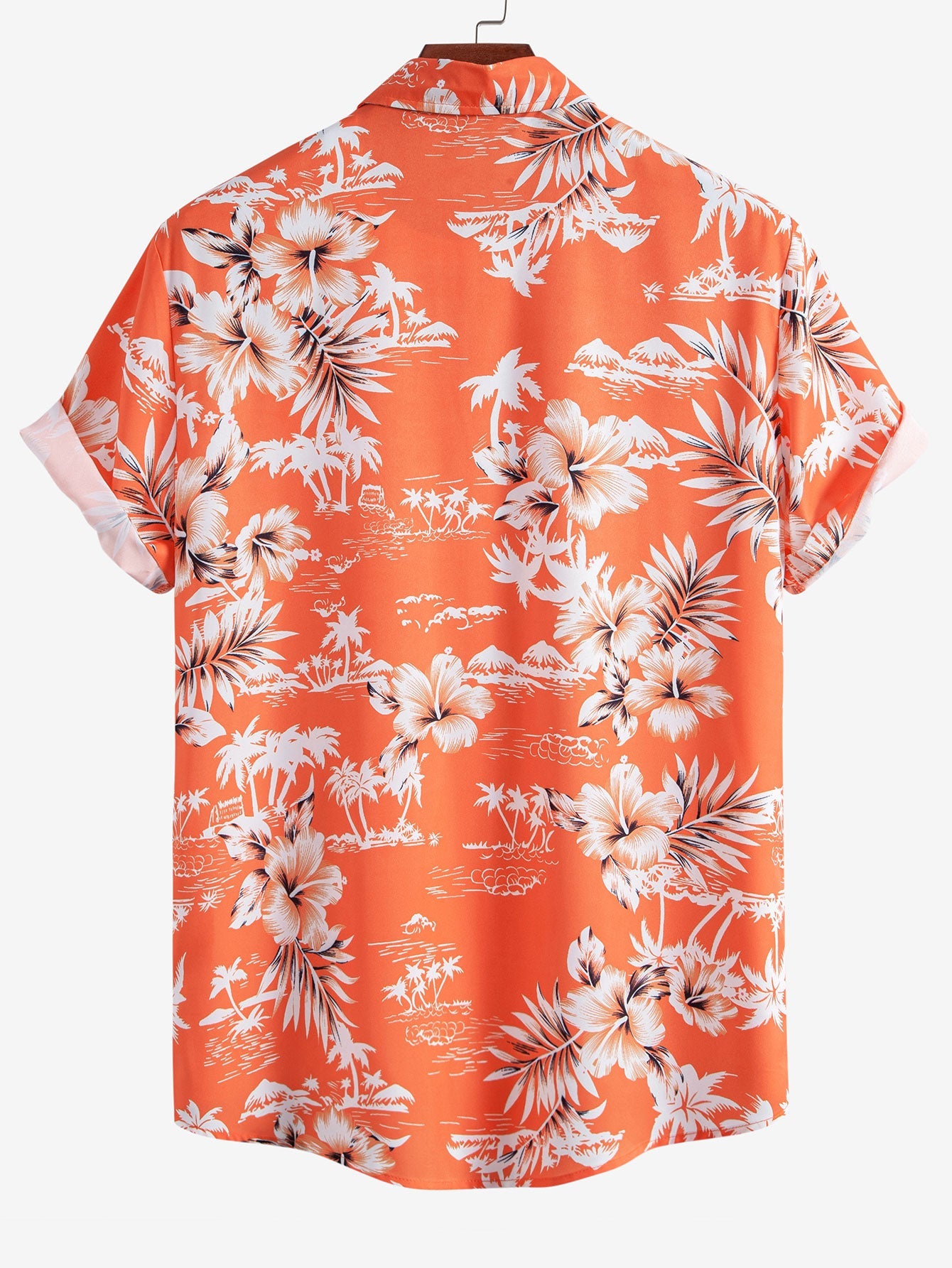 Palm Tree Tropical Flora Print Button Up Shirt