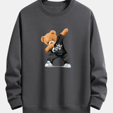 Cool Bear Print Relax Fit Crew Neck Sweatshirt & Jogging Pants Set