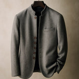 WOOL JACKET WITH STRAIGHT COLLAR