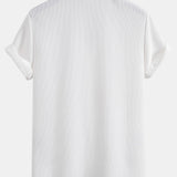Waffle Textured Stand Collar Shirt