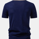 Textured Color Block Knit Polo & Slim Fit Tapered Trousers Set
