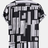 Color Block Print Button Up Shirt