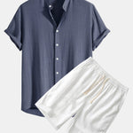Linen and Rayon Blend Shirt & Linen Cotton Blend 11" Shorts Set
