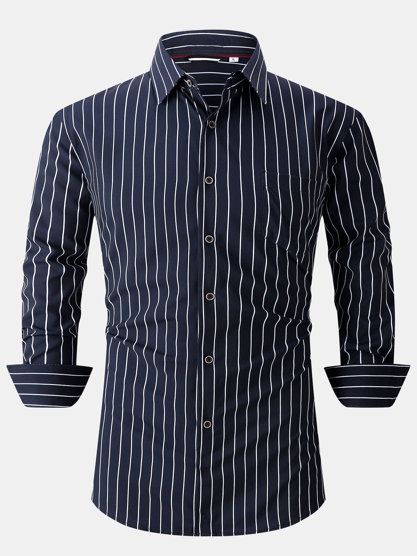 Long Sleeve Stripe Pocket Button Up Shirt