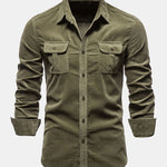 Regular Fit Cotton Corduroy Shirt with Pockets