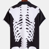 Skeleton Print Button Up Shirt