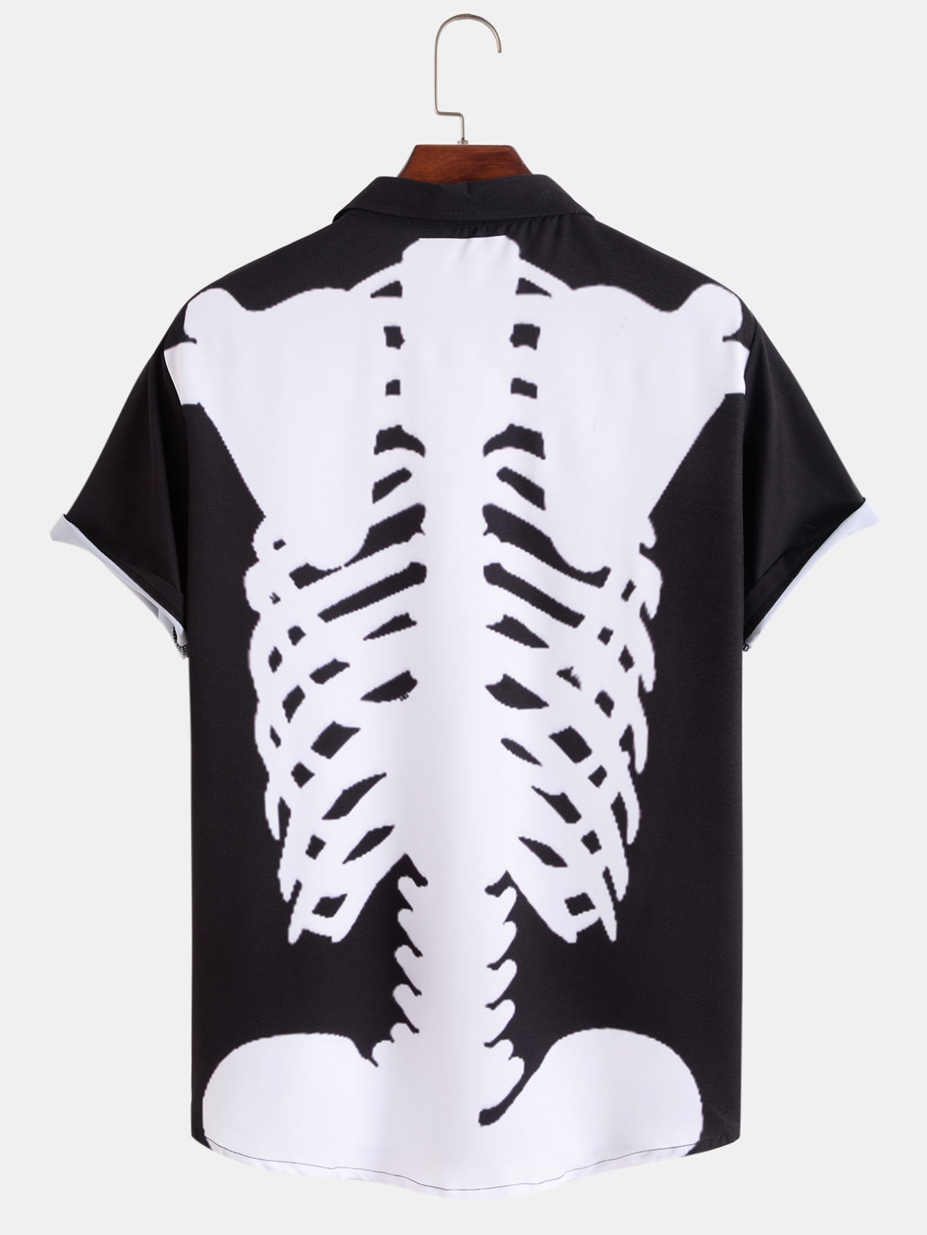 Skeleton Print Button Up Shirt