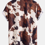 Cow Print Shirt & Crinkle Textured Drawstring 5" Shorts Set