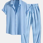 Muscle Fit Ribbed Shirt & Straight Leg Ribbed Pants Set