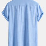 Short Sleeve Linen Shirt & Crinkle Textured Straight Leg Pants Set