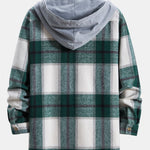 Contrast Flannel Plaid Hooded Overshirt