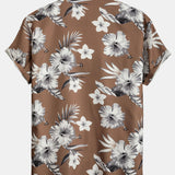 Tropical Floral Print Button Up Shirt