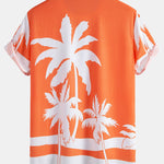Palm Tree Print Shirt & Man Mid Length Drawstring Swim Shorts Set