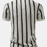 Stripe Eyelet Knitted Shirt