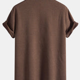 Short Sleeve Geometry Textured Cuban Shirt