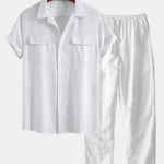 Linen Cuban Shirt with Pockets & Straight Leg Linen Pants Set