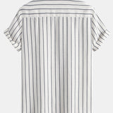 Cotton Blend Striped Stand Collar Shirt