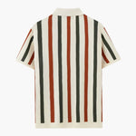 Multicolour Vertical Stripe Pointelle Knit Polo