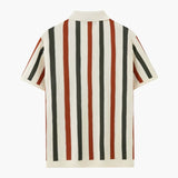 Multicolour Vertical Stripe Pointelle Knit Polo