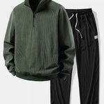Quarter Zip Corduroy Raglan Sleeve Sweatshirt & Corduroy Pants Set