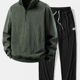 Quarter Zip Corduroy Raglan Sleeve Sweatshirt & Corduroy Pants Set