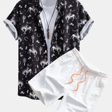 Cowboy Cactus Print Shirt & Swim Shorts Set