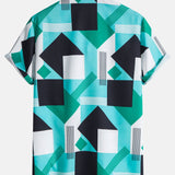 Color Block Stripe Print Shirt & Swim Shorts Set