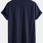 Poker Print Linen Contrast Button Up Shirt