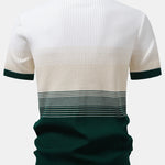 Striped Gradient Knitted Polo Shirt & Slim Fit Tapered Trousers Set