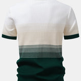 Striped Gradient Knitted Polo Shirt & Slim Fit Tapered Trousers Set