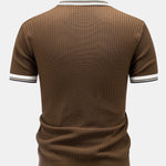 Contrast Trim Knit Polo Shirt & Slim Fit Tapered Trousers Set