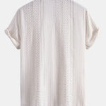 Geometric Jacquard Cuban Collar Shirt