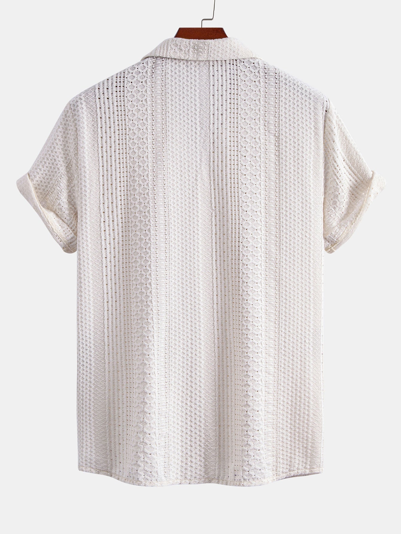 Geometric Jacquard Cuban Collar Shirt