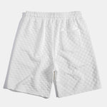 Checkerboard Stand Collar Shirt & Checkerboard Jacquard Shorts Set