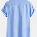 Short Sleeve Linen Shirt & Linen Blend Drawstring 7" Shorts Set