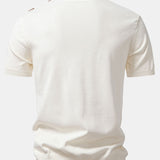 Stripe Geometric Jacquard Knitted Polo Shirt & Tapered Trousers Set