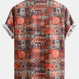 Tile Patchwork Print Button Up Shirt