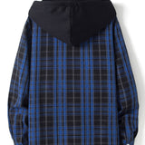 Contrast Hooded Plaid Shirt