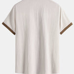 Contrast Palm Tree Embroidery Crinkle Shirt