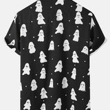 Halloween Cute Ghost Print Button Up Shirt